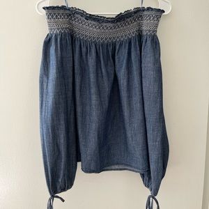 Abercrombie & Fitch Off the Shoulder Denim Top